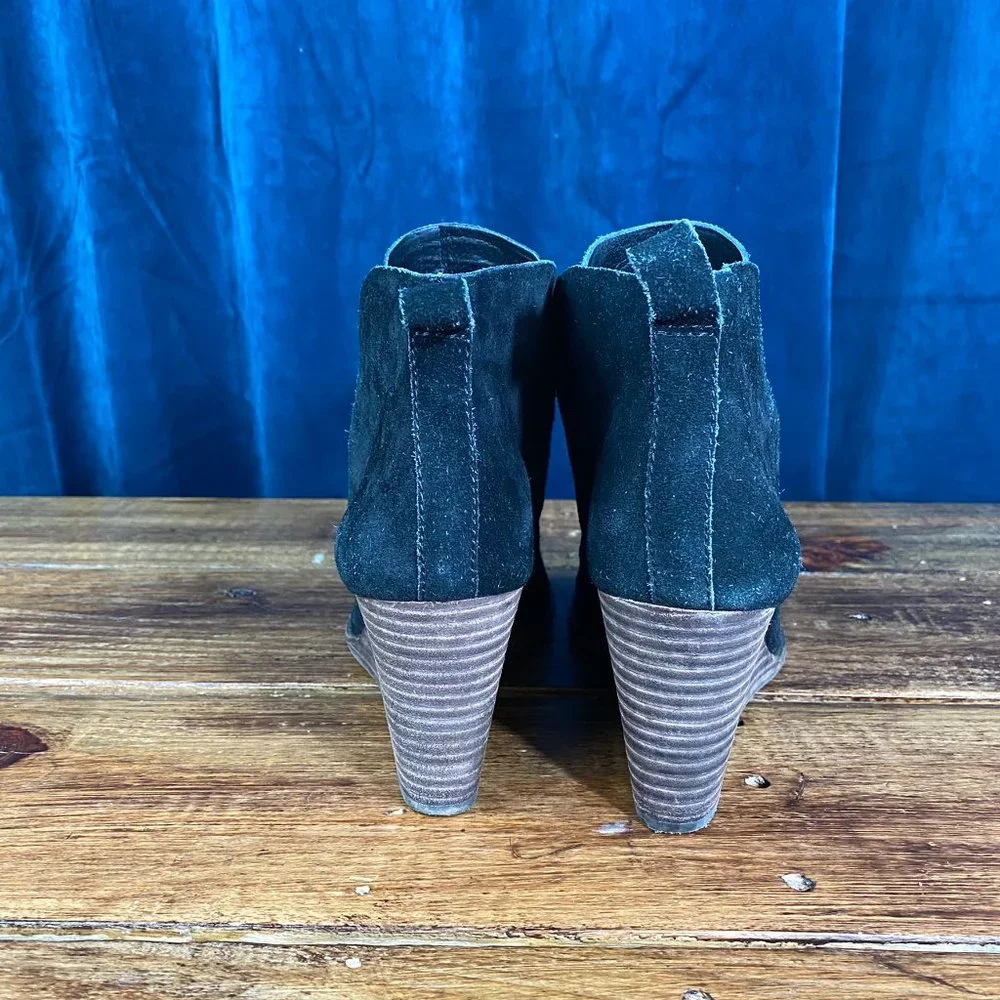 Lucky Brand Black Suede Yoniana Wedge Ankle Bootie Size 8.5M - Picture 5 of 11